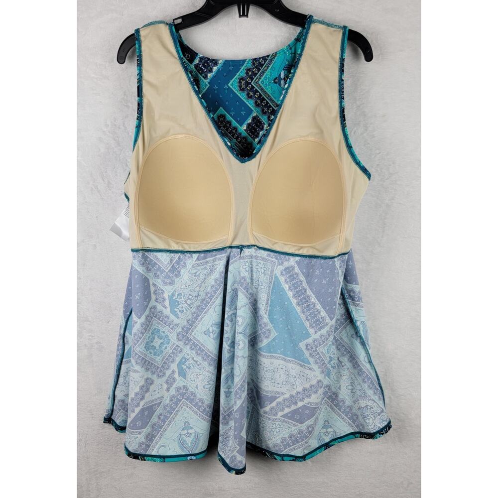 Tankini Top 22 Swimming Bathing Tank Only Swimsuit Blue Bohemian Beach Cruise - Picture 4 of 8